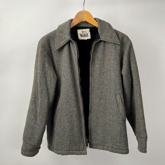 Vintage Woolrich Plaid Wool Zip Up Bomber Jacket Fleece Lined, Size S (generous) - Picture 2 of 8